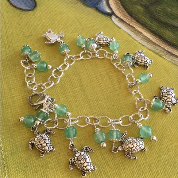 ldmtreasures Jewelry - Sea Turtle Charm Bracelet, Green Aventurine Stone